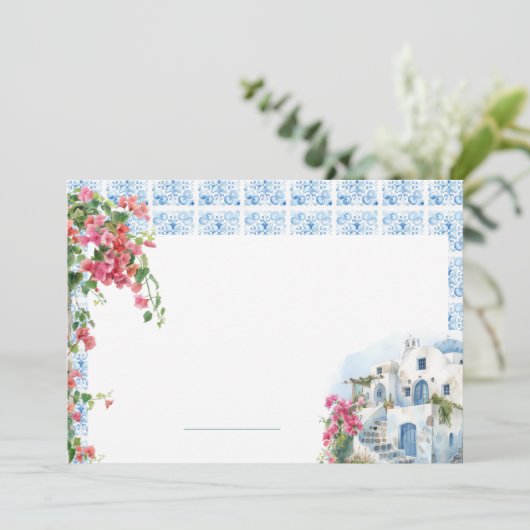ギリシャ地中海のフローラ結婚タイルの場所 招待状 (スタンド正面)