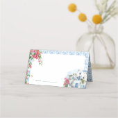 ギリシャ地中海のフローラ結婚タイル プレイスカード (正面)