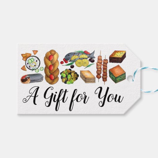 ギリシャ地中海のフーズプリントギリシャ料理 ギフトタグ (正面(横))