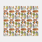 ギリシャ地中海のフーズプリントギリシャ料理 フリースブランケット (正面(横))