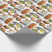 ギリシャ地中海のフーズプリントギリシャ料理 ラッピングペーパー (角)