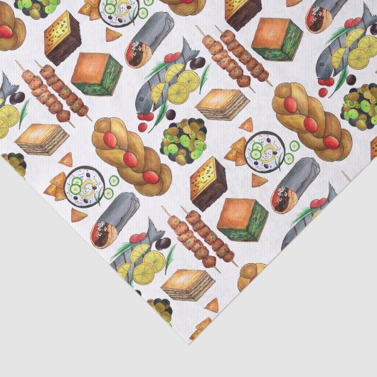 ギリシャ地中海のフーズプリントギリシャ料理 薄葉紙 (詳細)