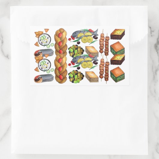 ギリシャ地中海のフードギリシャ食堂 長方形シール (バッグ)