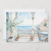 ギリシャ地中海の花のタイル ウェディング プレイスカード (裏面)