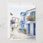 ギリシャ地中海の行き先結婚式 招待状 (裏面)