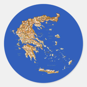ギリシャ地図シール ラウンドシール