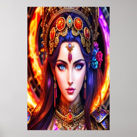 ギリシャ女神ペルセフォンのポートレート | AI Art ポスター (正面)