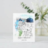 ギリシャ婚約提案記念夫婦ギフト シーズンポストカード (スタンド正面)