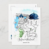 ギリシャ婚約提案記念夫婦ギフト シーズンポストカード (正面/裏面)