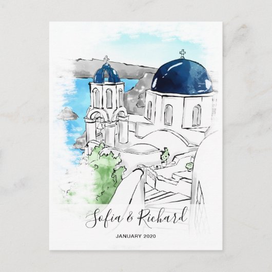 ギリシャ婚約提案記念夫婦ギフト シーズンポストカード (正面)