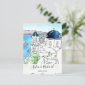 ギリシャ婚約提案記念夫婦ギフト シーズンポストカード (スタンド正面)