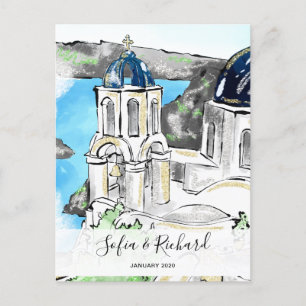 ギリシャ婚約提案記念夫婦ギフト シーズンポストカード