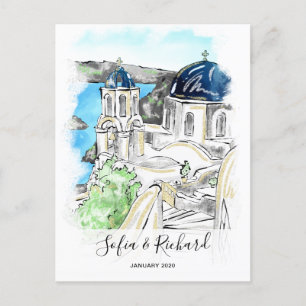 ギリシャ婚約提案記念夫婦ギフト シーズンポストカード