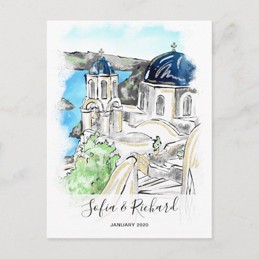 ギリシャ婚約提案記念夫婦ギフト シーズンポストカード (正面)