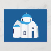 ギリシャ島ギリシャ青ドーム教会 シーズンポストカード (正面)