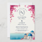 ギリシャ島サンセットロマ結婚ンス 招待状 (正面)