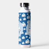ギリシャ島サントリーニブルードームチャーチモノグラム ウォーターボトル (左面)