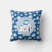 ギリシャ島サントリーニブルードームチャーチモノグラム クッション (裏面)