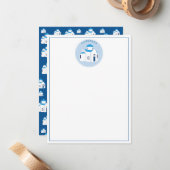 ギリシャ島サントリーニブルードームチャーチモノグラム ノートカード (正面/裏面インサイチュ)