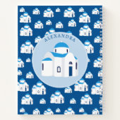 ギリシャ島サントリーニブルードームチャーチモノグラム ノートブック (裏面)