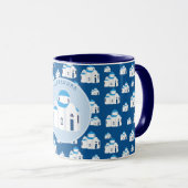 ギリシャ島サントリーニブルードームチャーチモノグラム マグカップ (正面右)