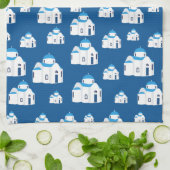 ギリシャ島サントリーニブルードームチャーチ キッチンタオル (折り畳み)