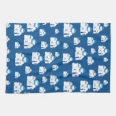 ギリシャ島サントリーニブルードームチャーチ キッチンタオル (横)