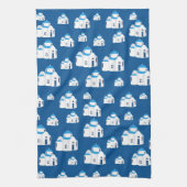 ギリシャ島サントリーニブルードームチャーチ キッチンタオル (縦)