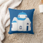 ギリシャ島サントリーニブルードームチャーチ クッション (ブランケット)