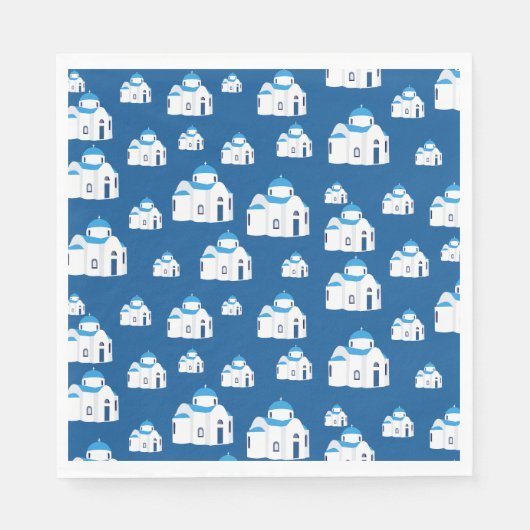 ギリシャ島サントリーニブルードームチャーチ スタンダードランチョンナプキン (正面)