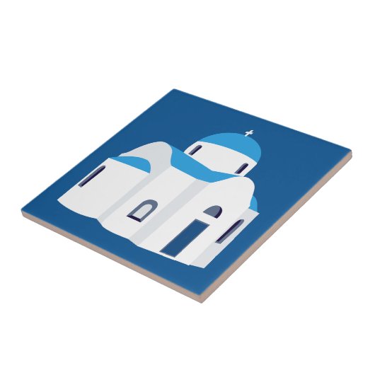 ギリシャ島サントリーニブルードームチャーチ タイル (側面)