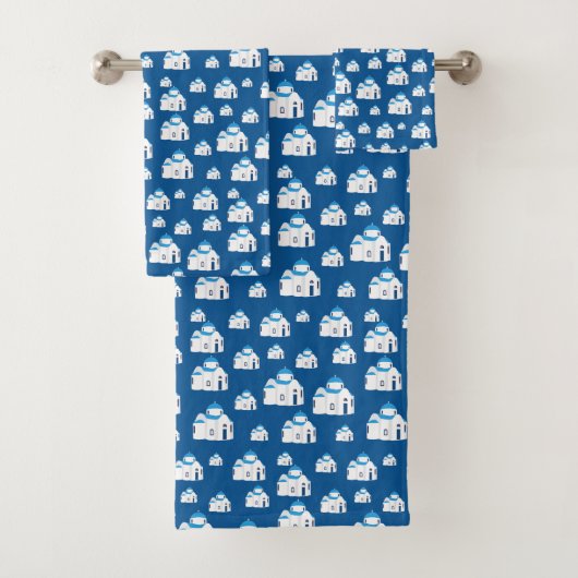 ギリシャ島サントリーニブルードームチャーチ バスタオルセット (インサイチュ)