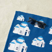 ギリシャ島サントリーニブルードームチャーチ ビーチタオル (インサイチュ)