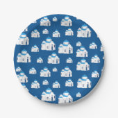 ギリシャ島サントリーニブルードームチャーチ ペーパープレート (正面)