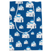 ギリシャ島サントリーニブルードームチャーチ ミディアムペーパーバッグ (正面)