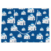 ギリシャ島サントリーニブルードームチャーチ ラージペーパーバッグ (正面)