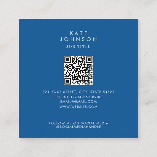 ギリシャ島サントリーニブルードーム教会QRコード スクエア名刺 (裏面)