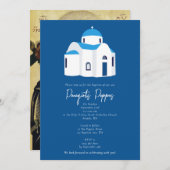 ギリシャ島ブルードームチャーチバプテスマ《キリスト教》洗礼式や命名式 招待状 (正面/裏面)