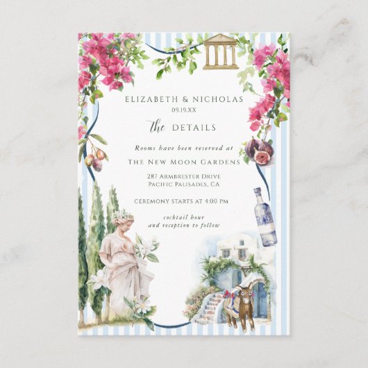 ギリシャ庭園 |の結婚ゲスト詳細 エンクロージャーカード (正面)