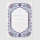 ギリシャ建築飾フローラ結婚フレーム ベラム紙招待状 (正面)