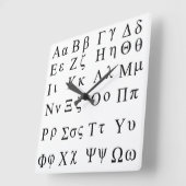 ギリシャ文字の時計 スクエア壁時計 (傾斜)