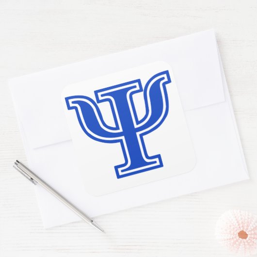 ギリシャ文字プシブルーモノグラムイニシャル スクエアシール (封筒)