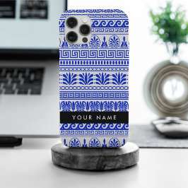 ギリシャ文様 ミックスメアンダーのキー Blue 名入れ可能 iPhone 15 Pro Maxケース