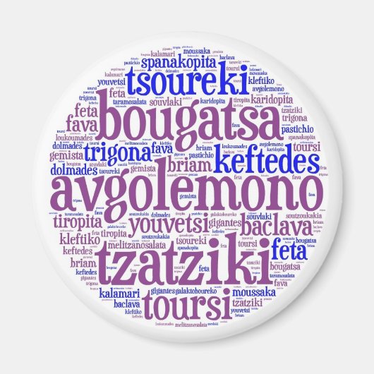 ギリシャ料理冷蔵庫用マグネット(丸) マグネット (正面)