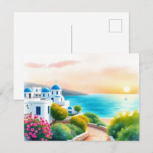 ギリシャ旅行アートビンテージポストカード ポストカード (正面/裏面)