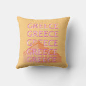 ギリシャ旅行アート、夏の旅行アート、オレンジ クッション (裏面)
