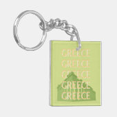 ギリシャ旅行アート、夏の旅行アート、緑 キーホルダー (正面左)