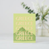 ギリシャ旅行アート、夏の旅行アート、緑 シーズンポストカード (スタンド正面)