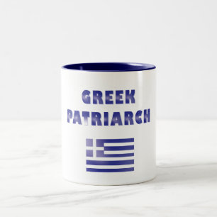 ギリシャ族長国ギリシャ国旗ネイビーブルーホワイト ツートーンマグカップ