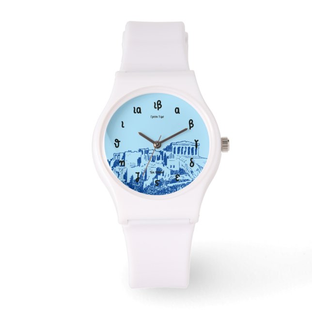 ギリシャ時間 – ギリシャ数字&パルテノン 腕時計 (正面)